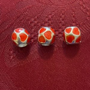 Pandora retired red heart bead charms
